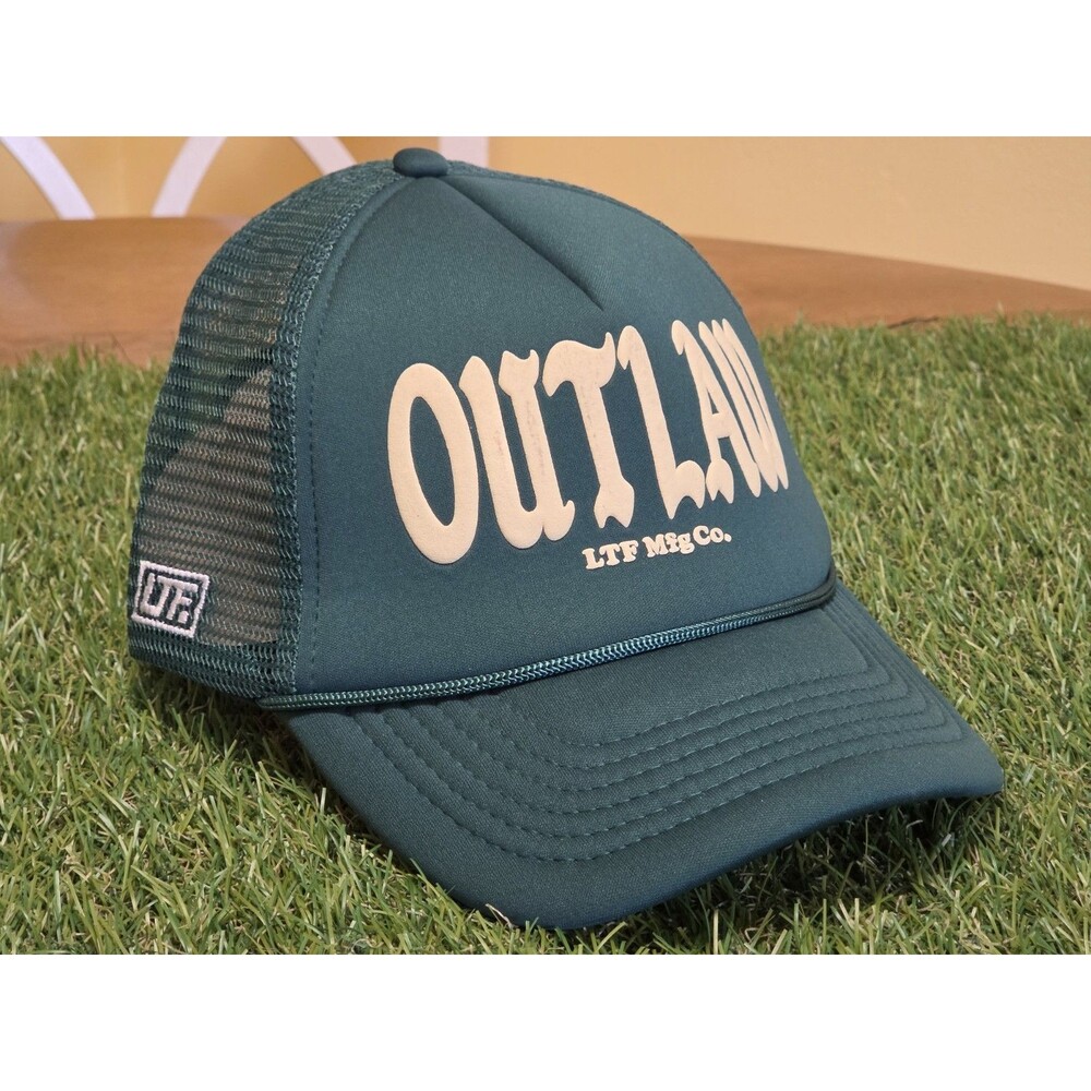Learn To Forget LTF Mfg Co Green Outlaw Trucker Hat Snapback Mesh Cap Mens NWOT